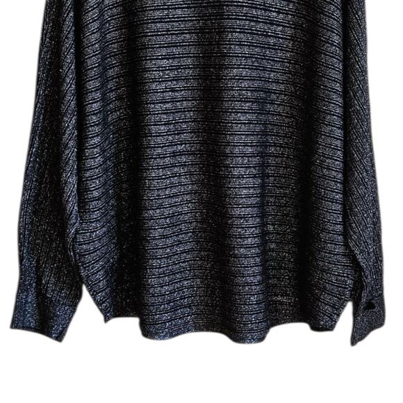 Vila Milano Blouse Knit Stripe Shimmer Stretch Oversize Black Women's 3X - Picture 8 of 8